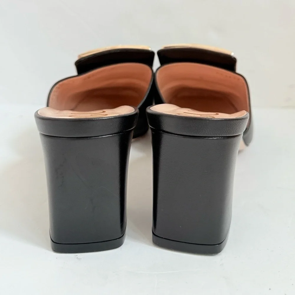 Gucci Black leather Madelyn Crystal G Mules Block heel  EU 41